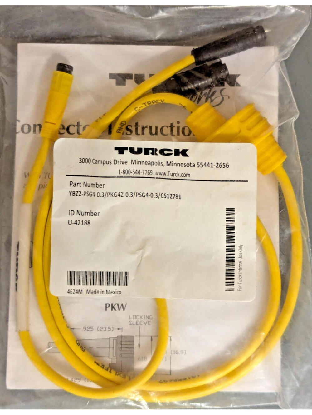 NEW Turck M8 Picofast Quick Connector Cable YBZ2-PSG4-0.3 U-42188 Sealed in Pkg